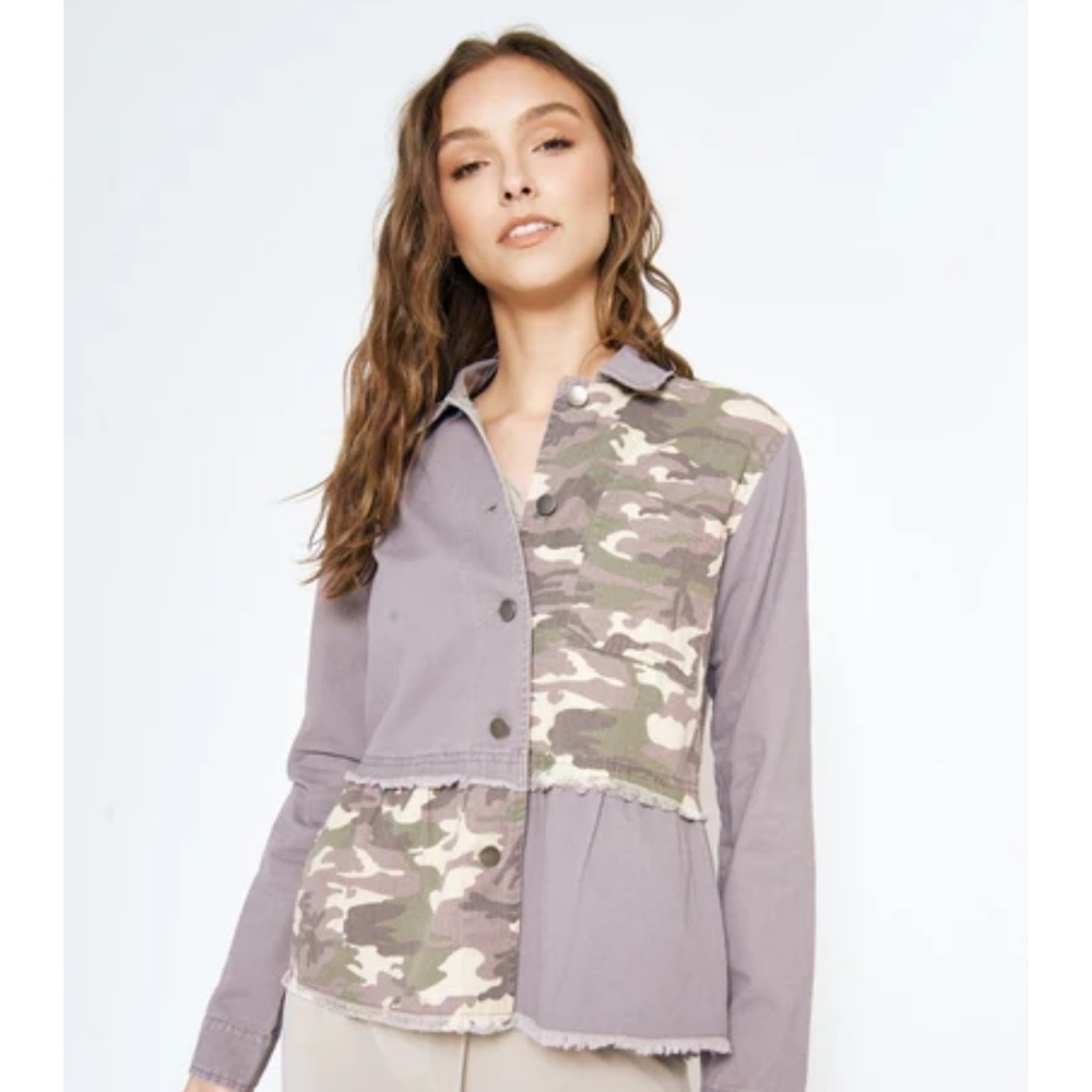 Mystree Lavender and Camouflage Utility Jacket